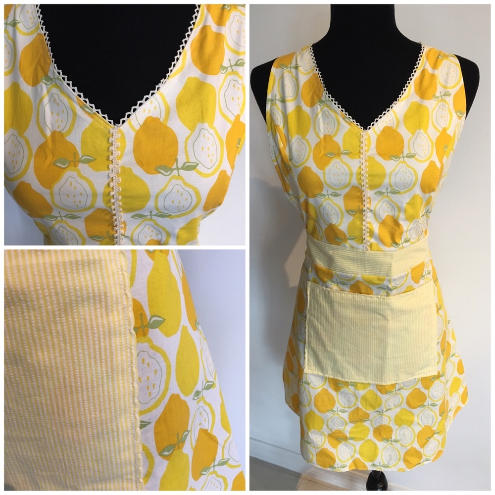 Lemon 🍋 Dress Apron Handmade Anthropologie Style